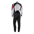 The back of the grey and black OMP KS-3X Kart Racing Suit.