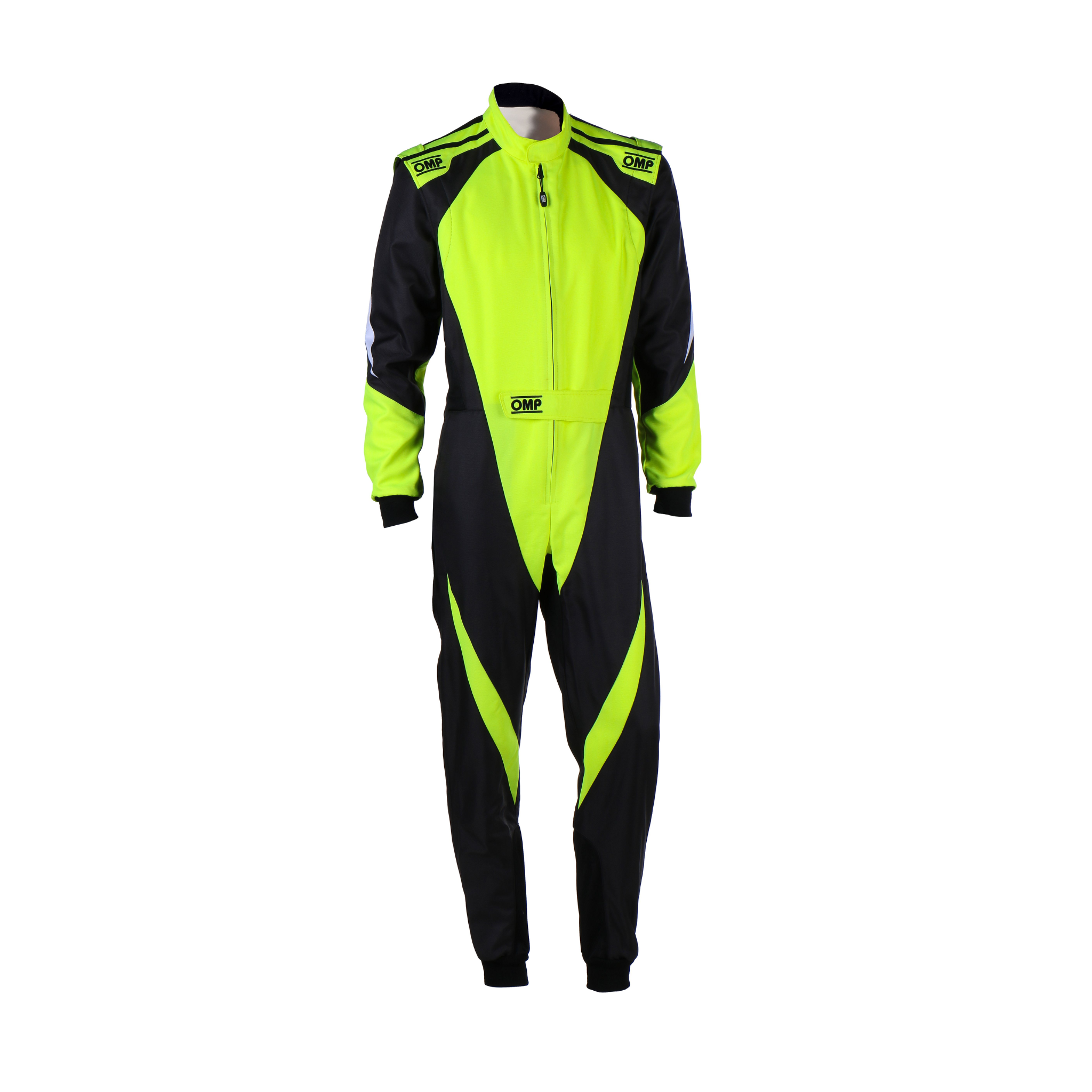 The black and yellow OMP KS-3X Youth Kart Racing Suit.