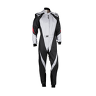 The front of the grey and black OMP KS-3X Youth Kart Racing Suit.