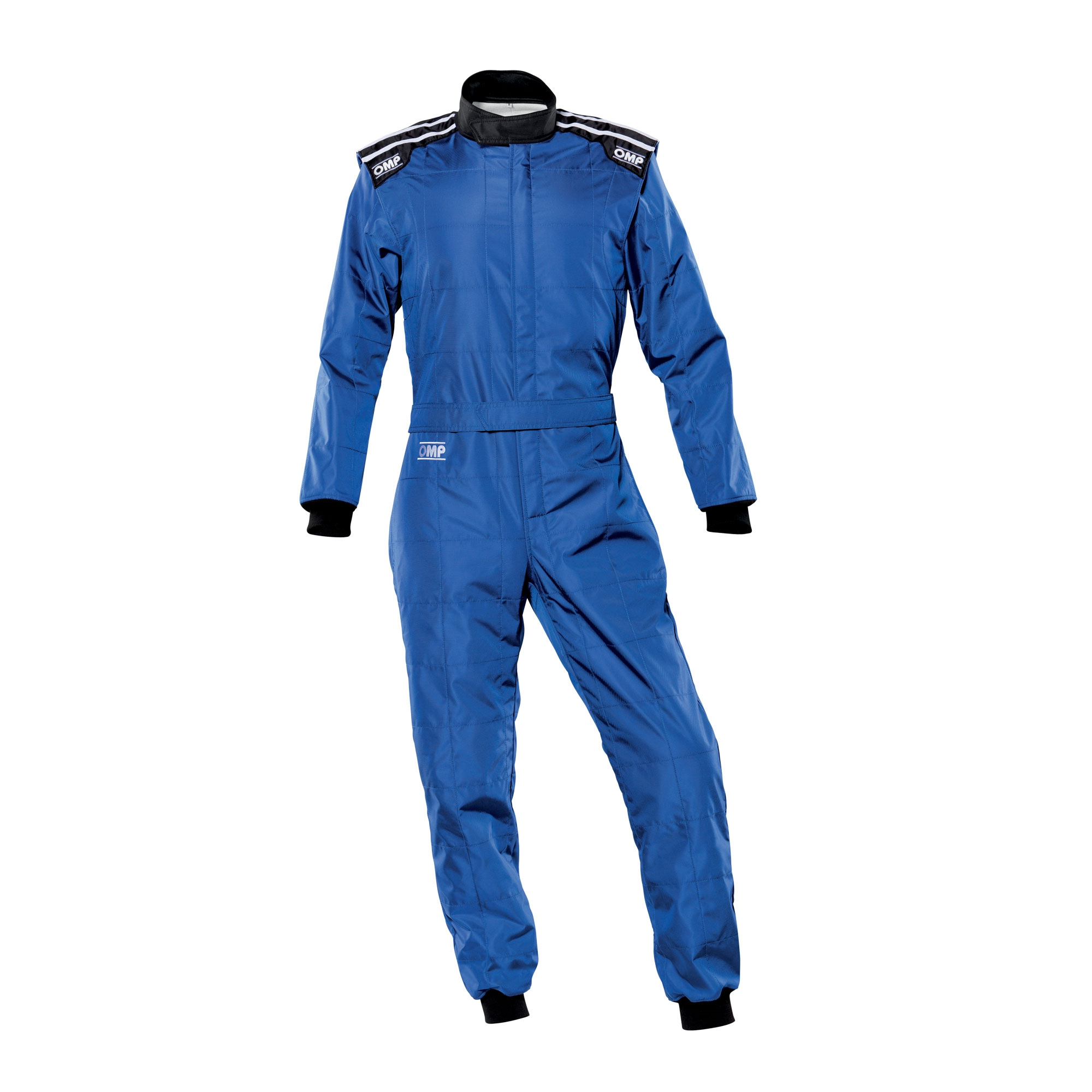 The front of the blue OMP KS-4 Youth Kart Racing Suit.