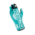 A single cyan OMP KS-4 Youth Karting Glove.