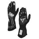 A pair of the black OMP KS-X Karting Gloves showing the back and the palm.