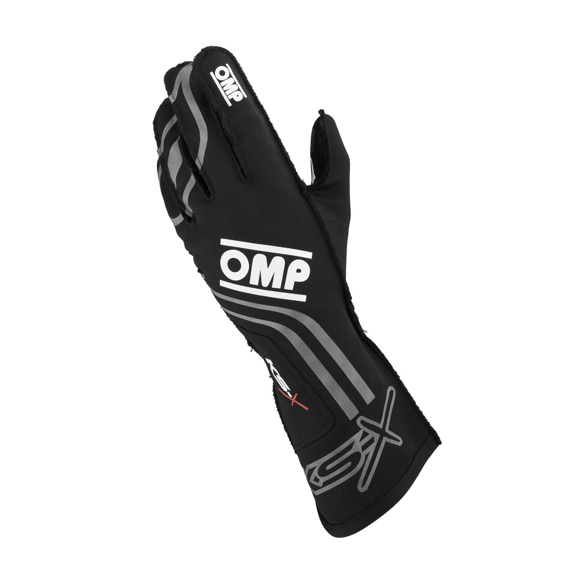 A single black OMP KS-X Youth Karting Glove.