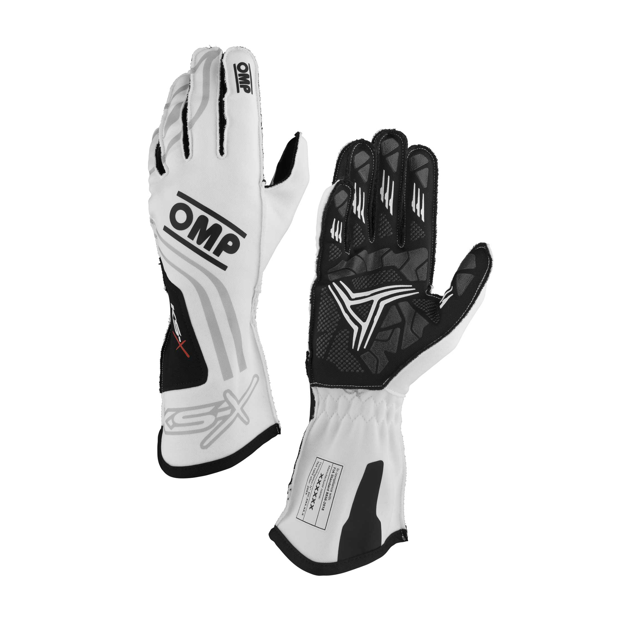 The white OMP KS-X Youth Karting Gloves.