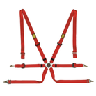 The red FIA 8853-2016 rated OMP One 2 Racing Harness - Pull-Up.