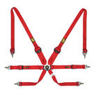 The red FIA 8853-2016 rated OMP One 3+2 Convertible Racing Harness.