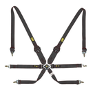 The black FIA 8853-2016 homologated OMP One 3+2 Endurance Racing Harness.