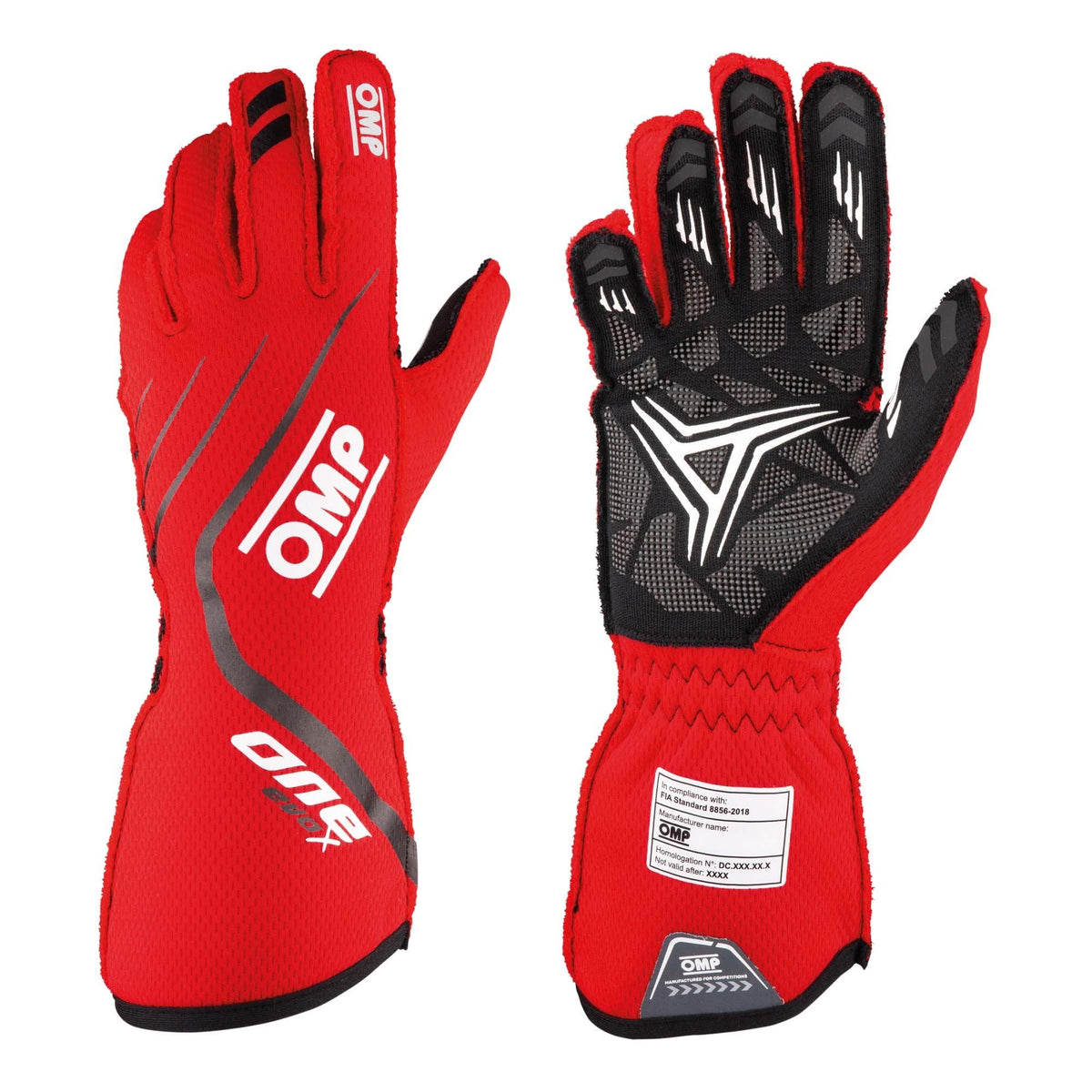 The 2023 Model red OMP One Evo X Racing Gloves.