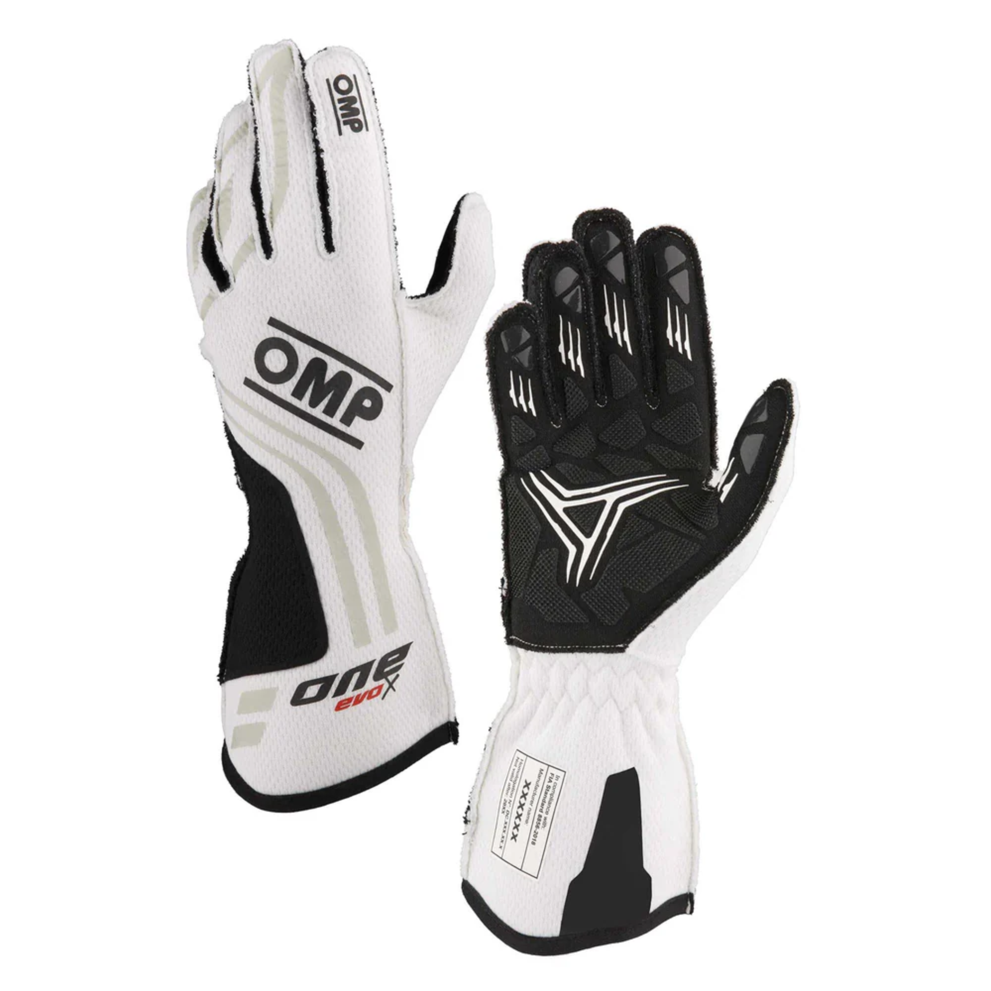 The white OMP One Evo X Racing Gloves.