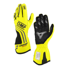 The yellow OMP One Evo X Racing Gloves.