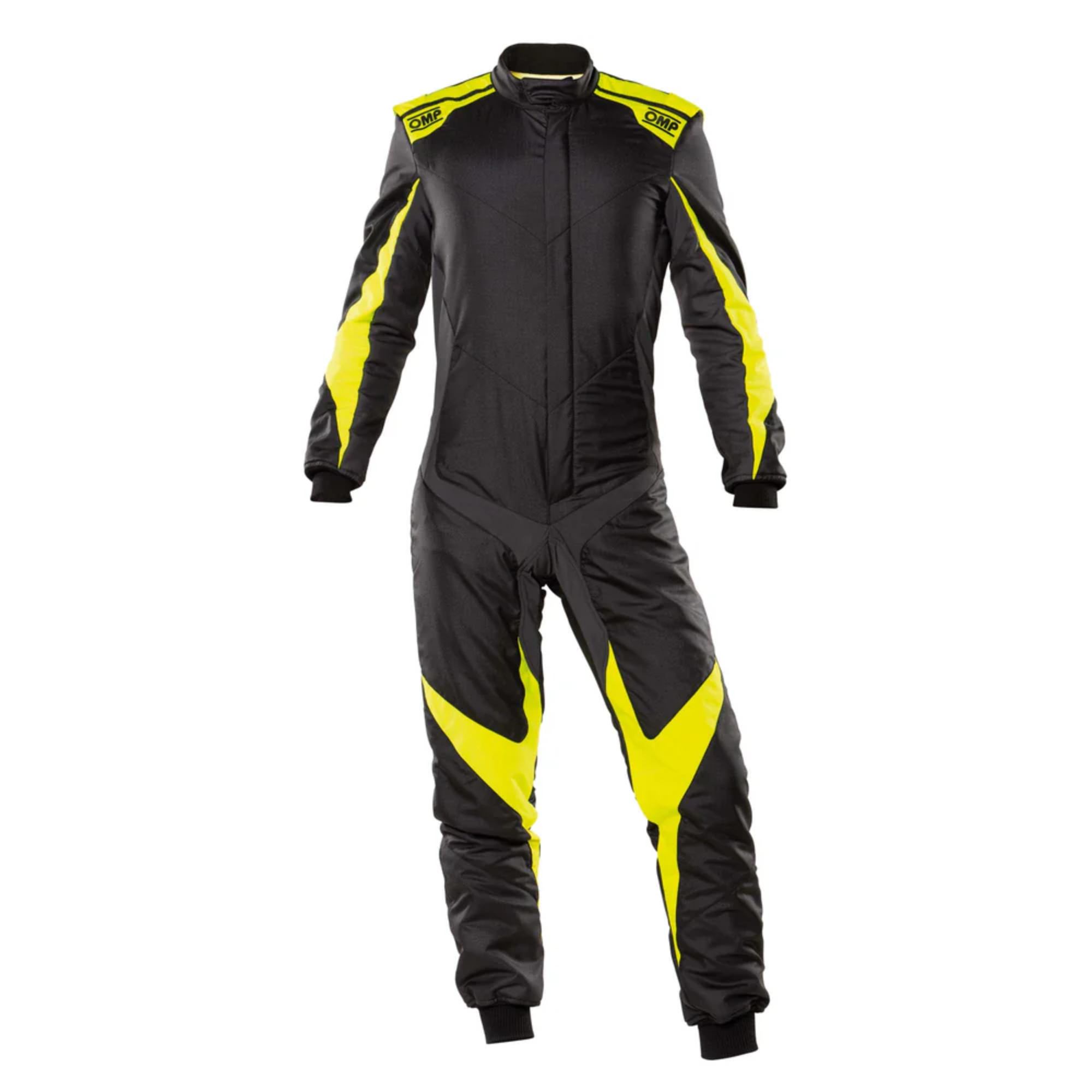 The black and yellow OMP One Evo X Racing Suit.