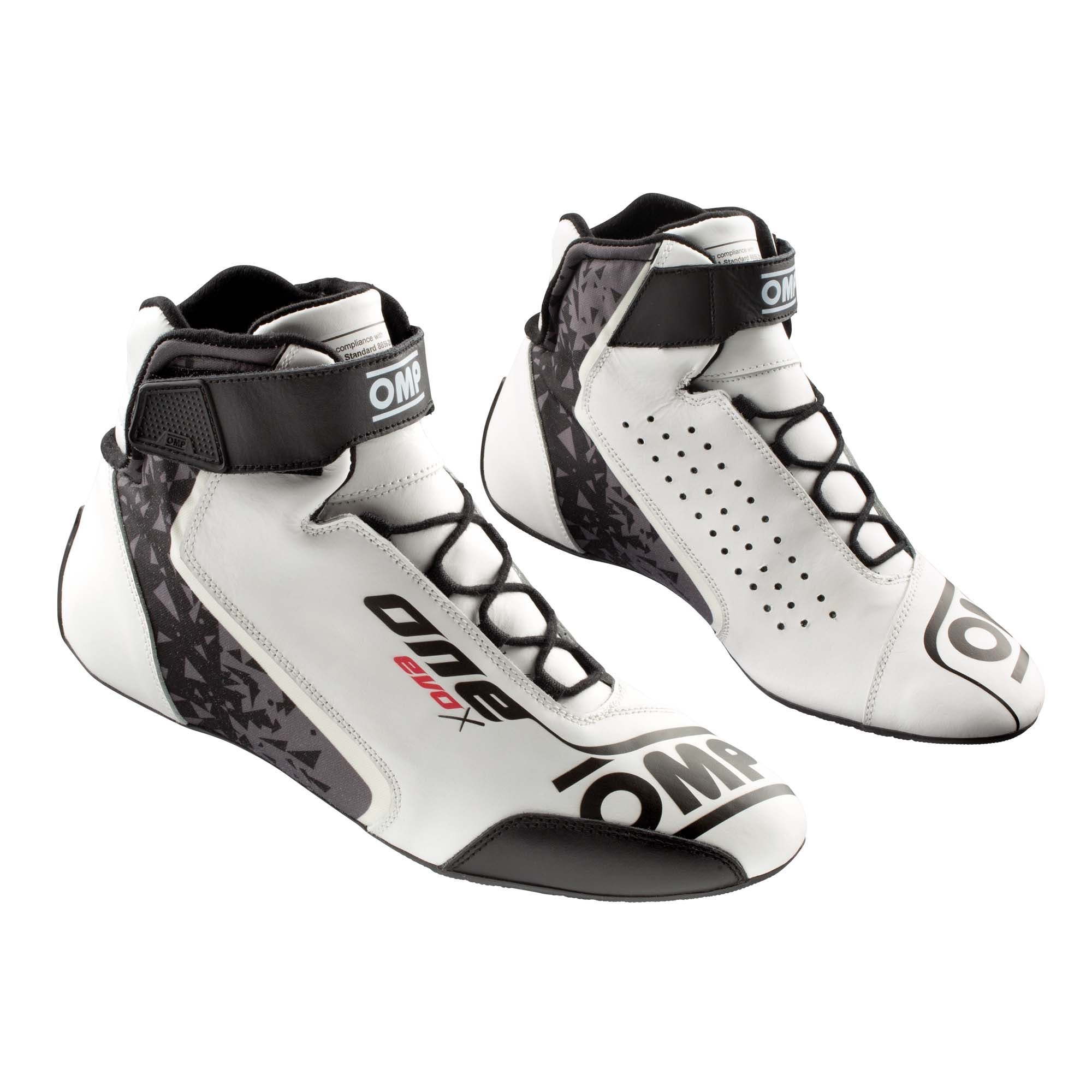 The white OMP One Evo X v1 Racing Shoes.