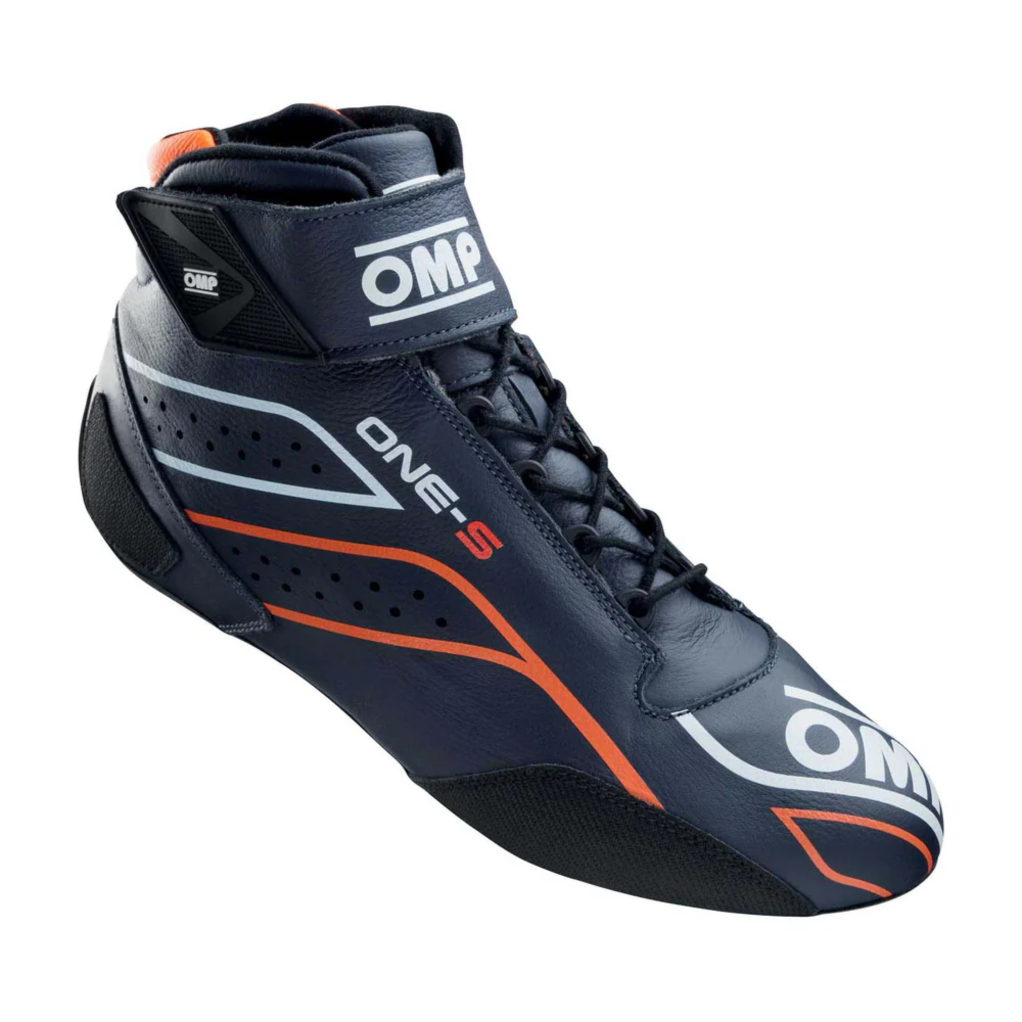 The navy and orange OMP One-S Racing Shoes.