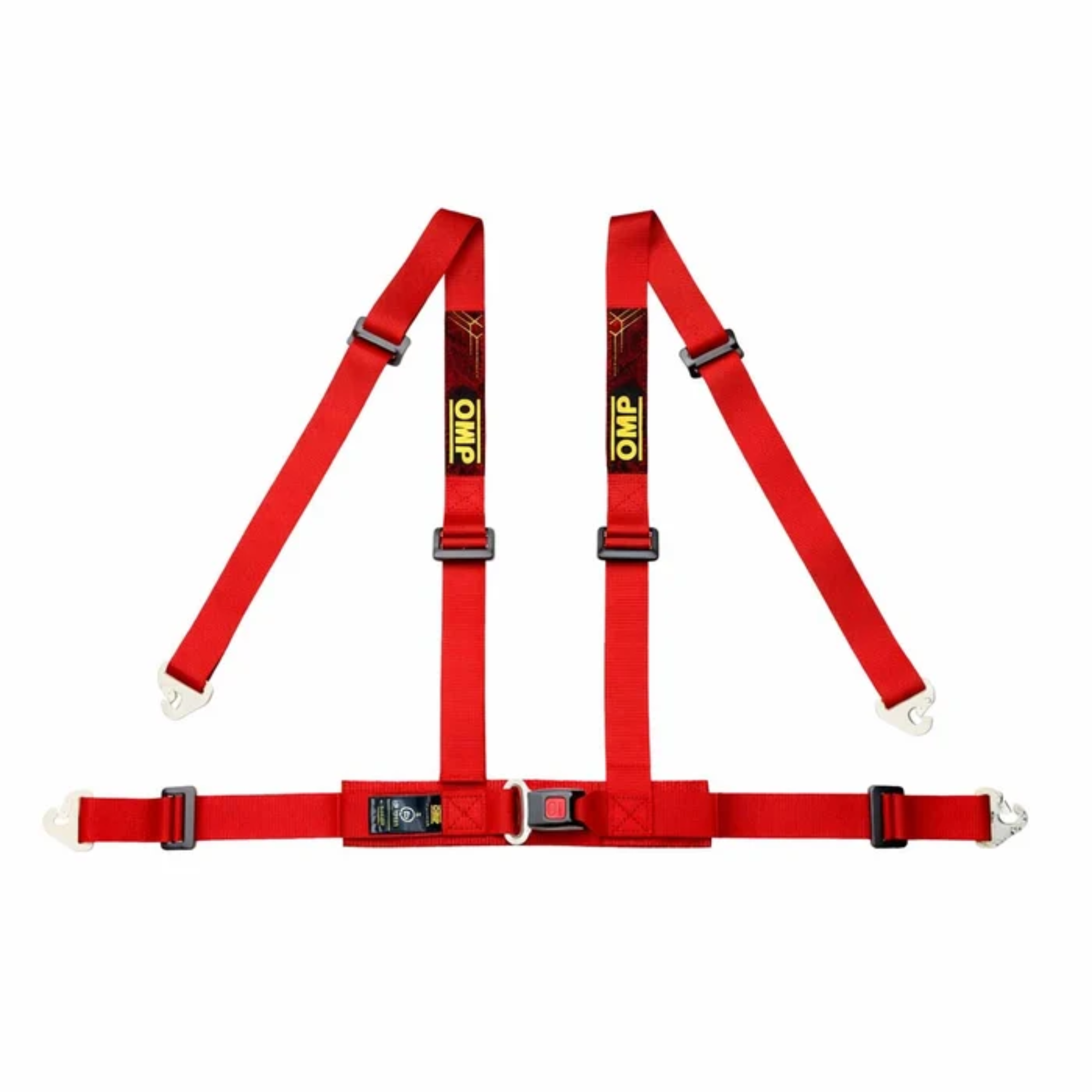 The red OMP Road 4M ECE 4-Point Street Harness.