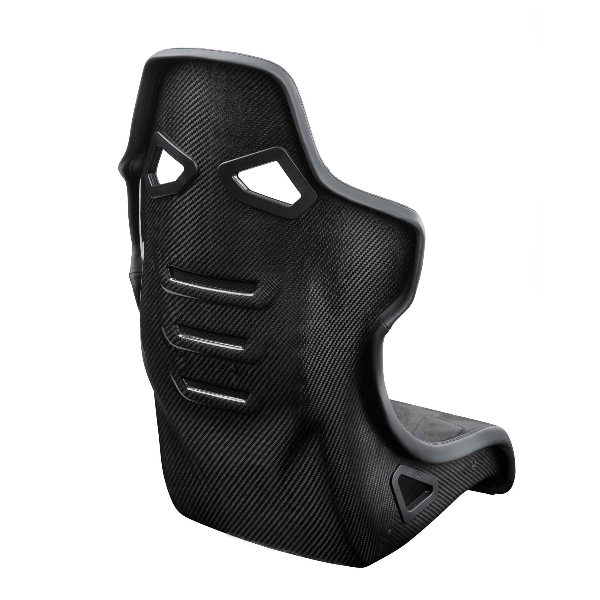 The back of the leather OMP RT-Carbon Racing Seat.
