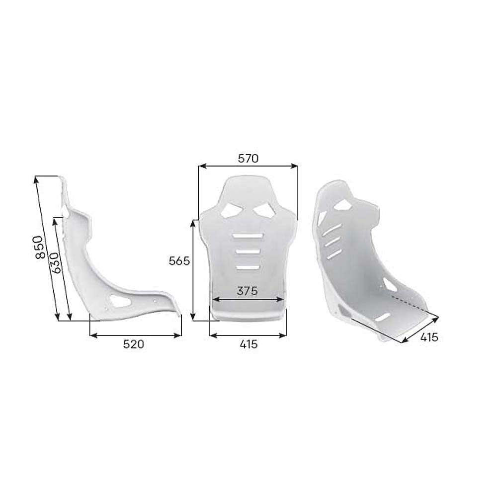 The dimensions of the leather OMP RT-Carbon Racing Seat.