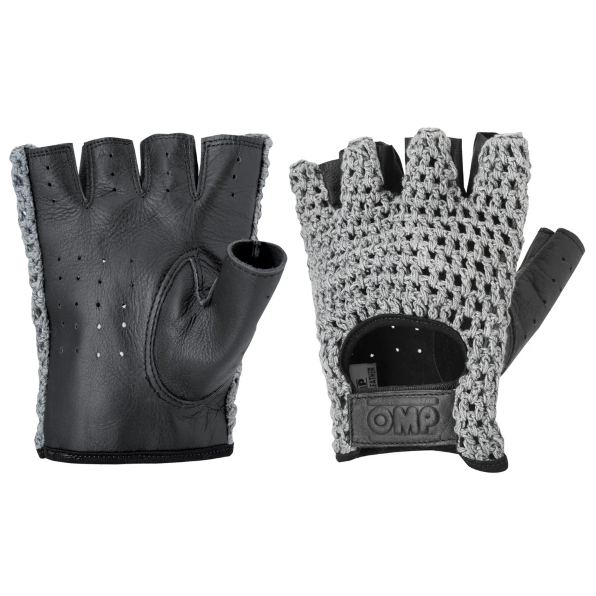 A pair of the black OMP Tazio Driving Gloves from OMP shown in the pair (set of two).