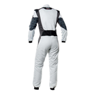 The back of the silver and black OMP Tecnica Hybrid Racing Suit.