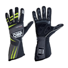 The black, anthracite and yellow FIA 8856-2000 homologated OMP Tecnica Evo Racing Gloves.