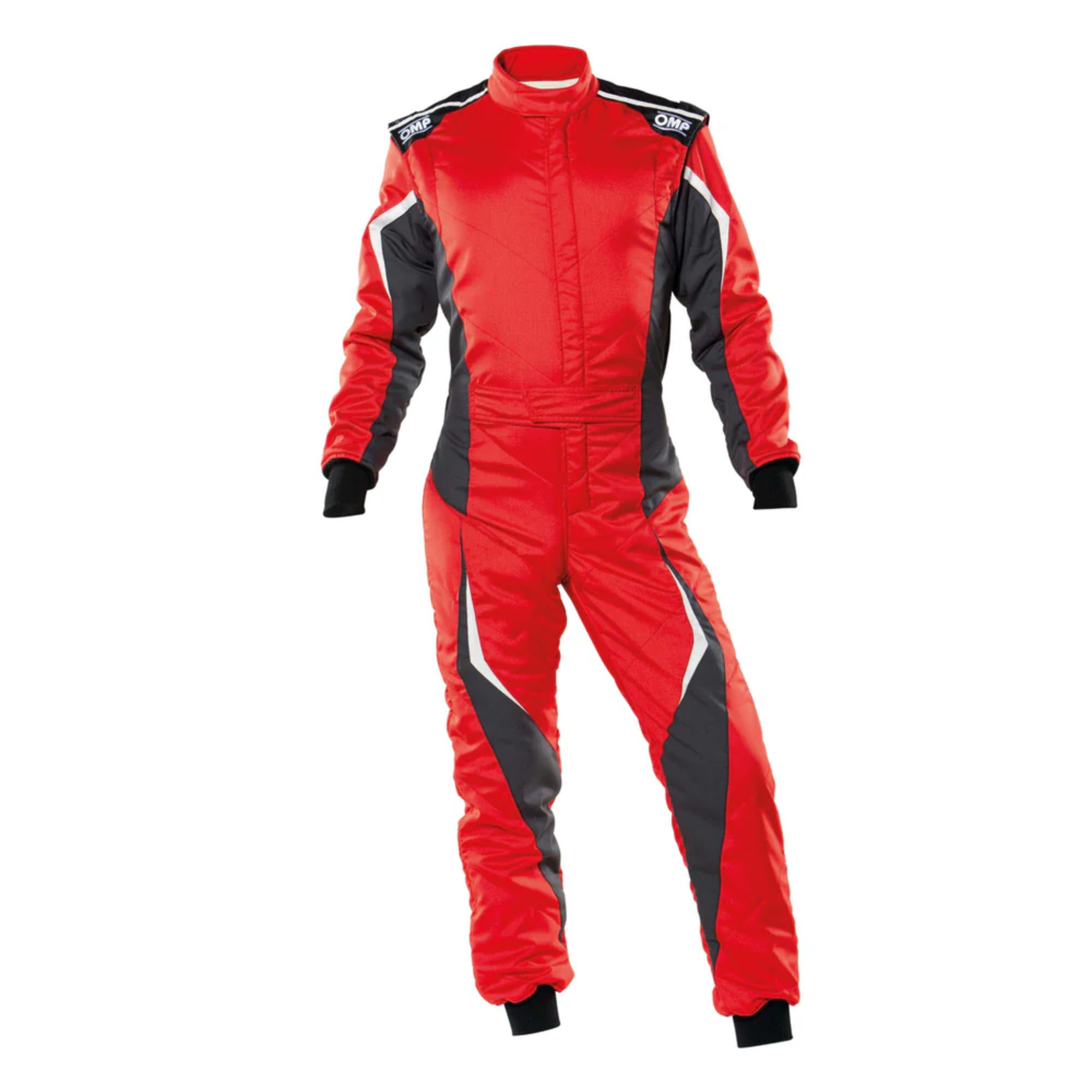 The red and black OMP Tecnica Evo Racing Suit.