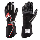 The black and red 2024 model OMP Tecnica Racing Gloves.