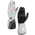 The white and anthracite OMP Tecnica Racing Gloves.