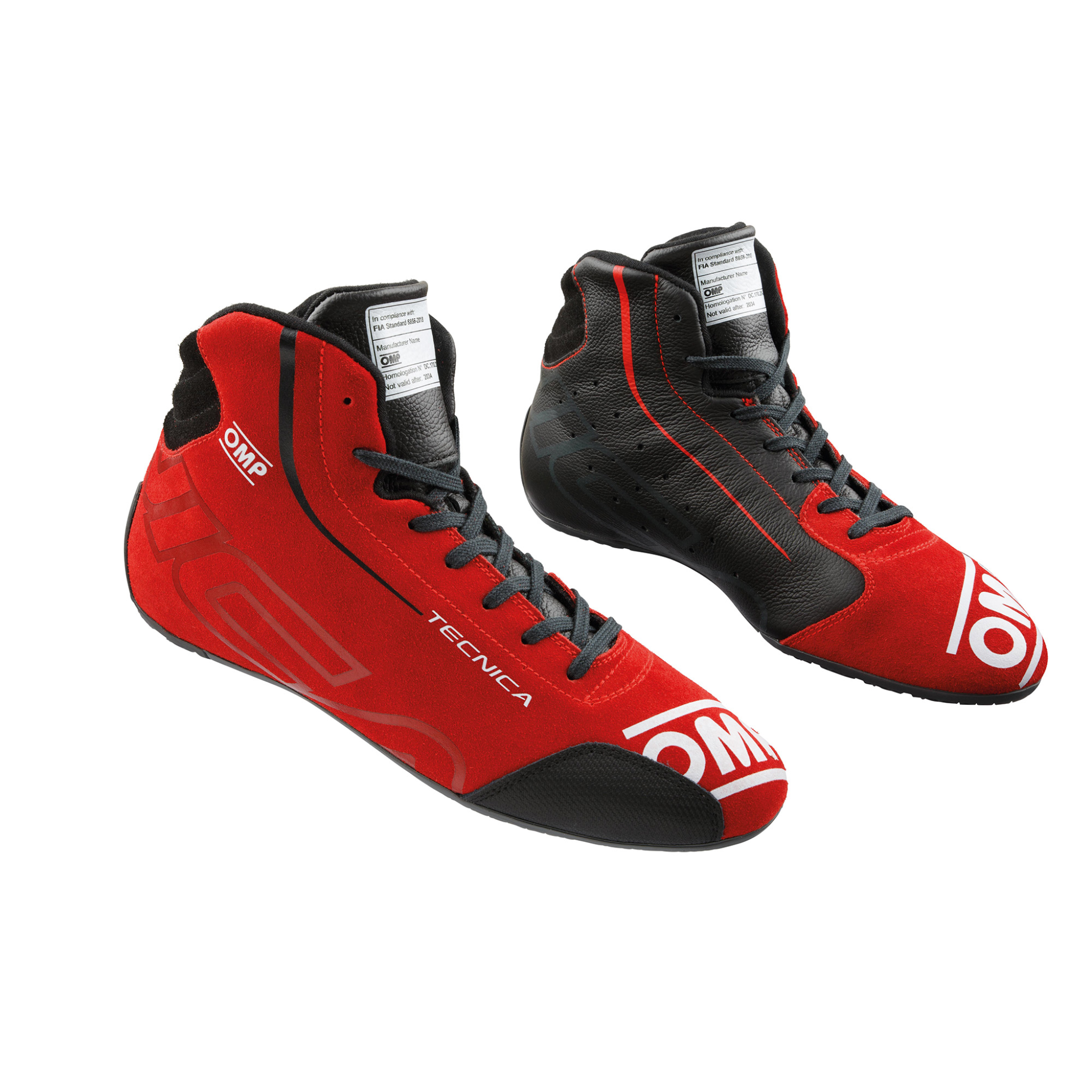 The black and red OMP Tecnica Racing Shoes.