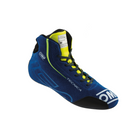 The side of the blue and yellow OMP Tecnica Racing Shoes.