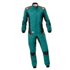The front of the green OMP Tecnica Super Light Racing Suit.