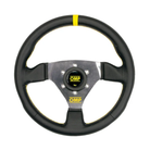 The black leather OMP Trecento Steering Wheel.