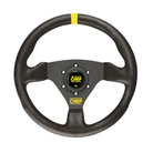 The black suede OMP Trecento Steering Wheel.