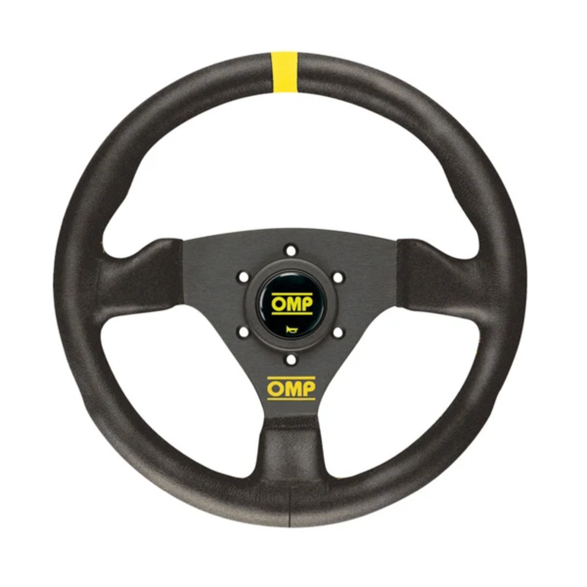 The black suede OMP Trecento Steering Wheel.