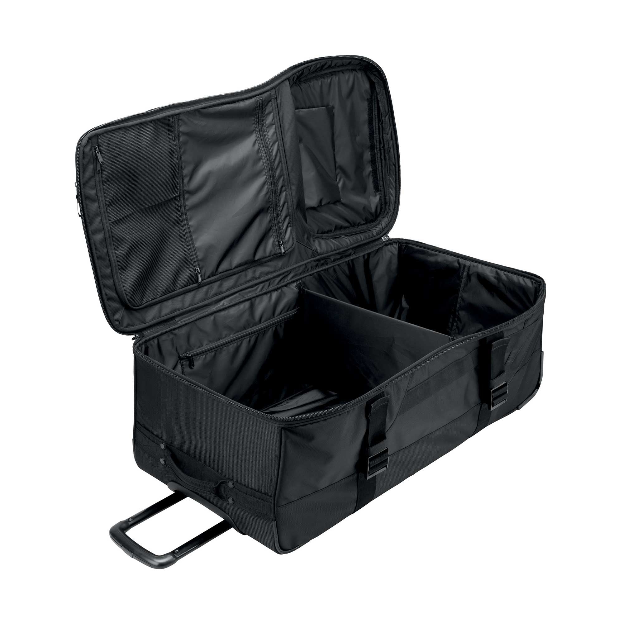 The medium OMP Trolley Bag open, showing the internal storage.