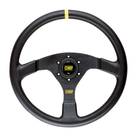 The black leather OMP Velocita Steering Wheel.