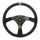 The black suede OMP Velocita Steering Wheel.