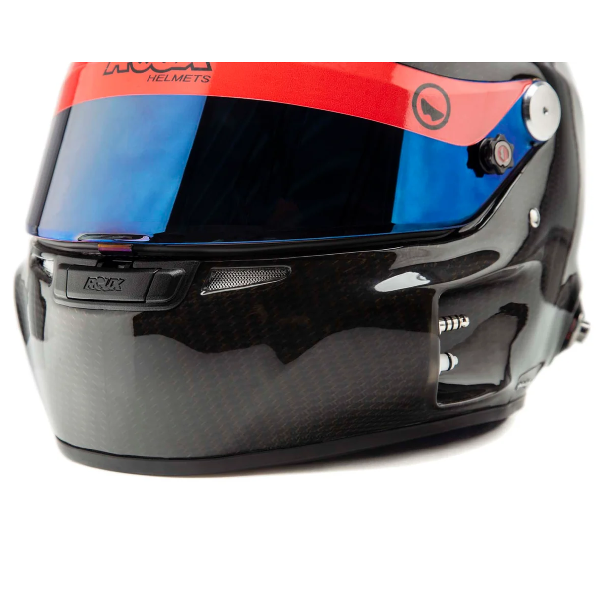 The SA2020 rated Roux Pininfarina Carbon GT Loaded Racing Helmet close up.