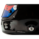 The hans posts of the SA2020 rated Roux Pininfarina Carbon GT Loaded Racing Helmet close up.