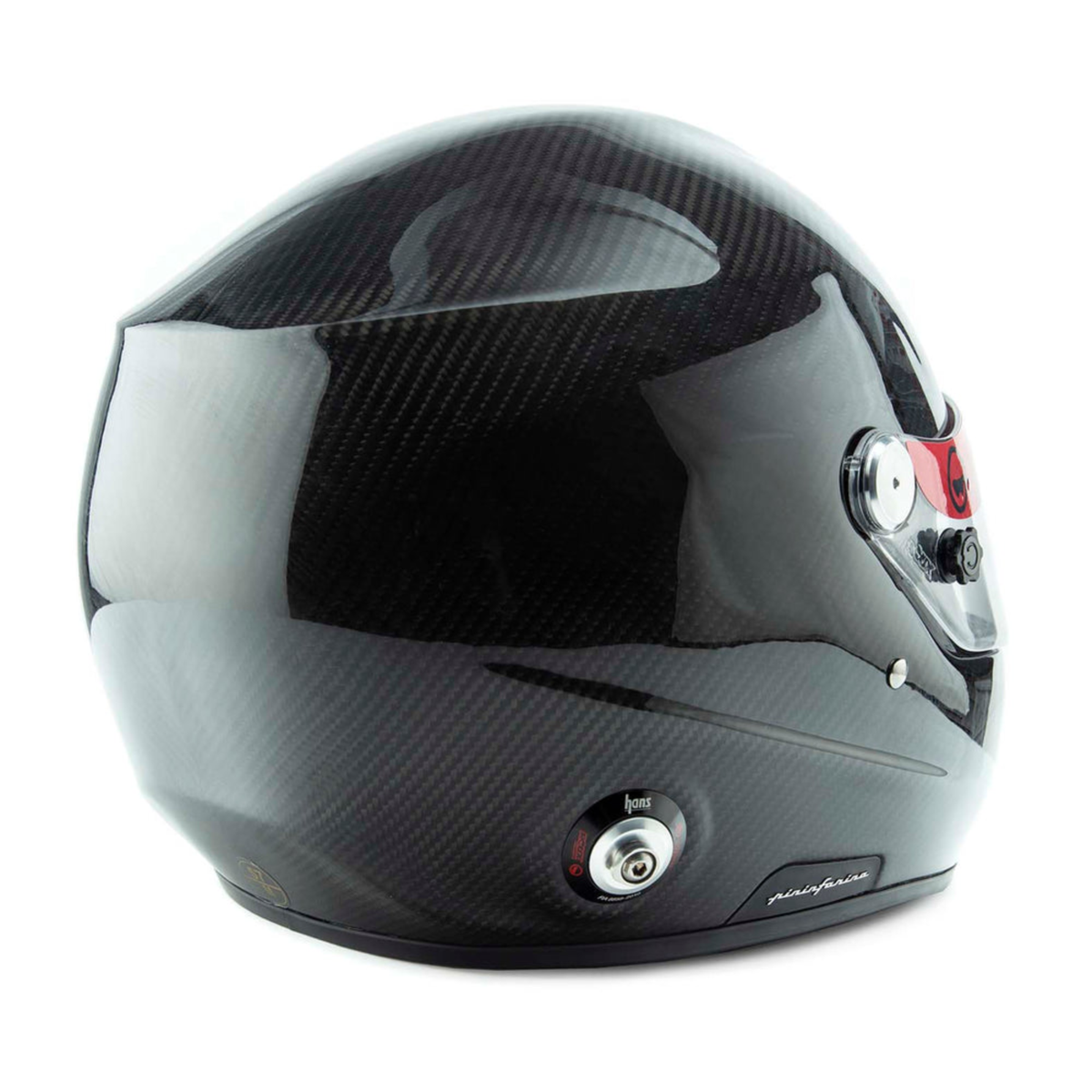 The back of the carbon fiber SA2020 Roux Pininfarina Formula Carbon Racing Helmet.