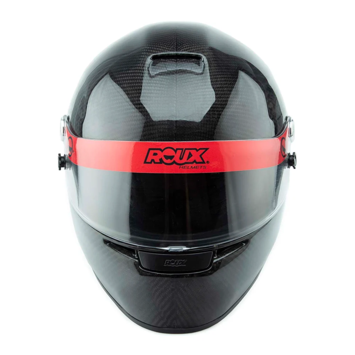The front of the black SA2020 Roux Pininfarina Formula Carbon Racing Helmet.