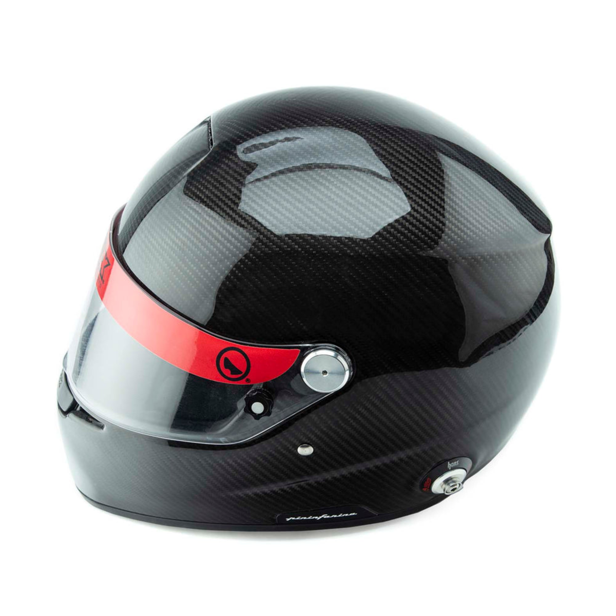 The top of the black SA2020 Roux Pininfarina Formula Carbon Racing Helmet.