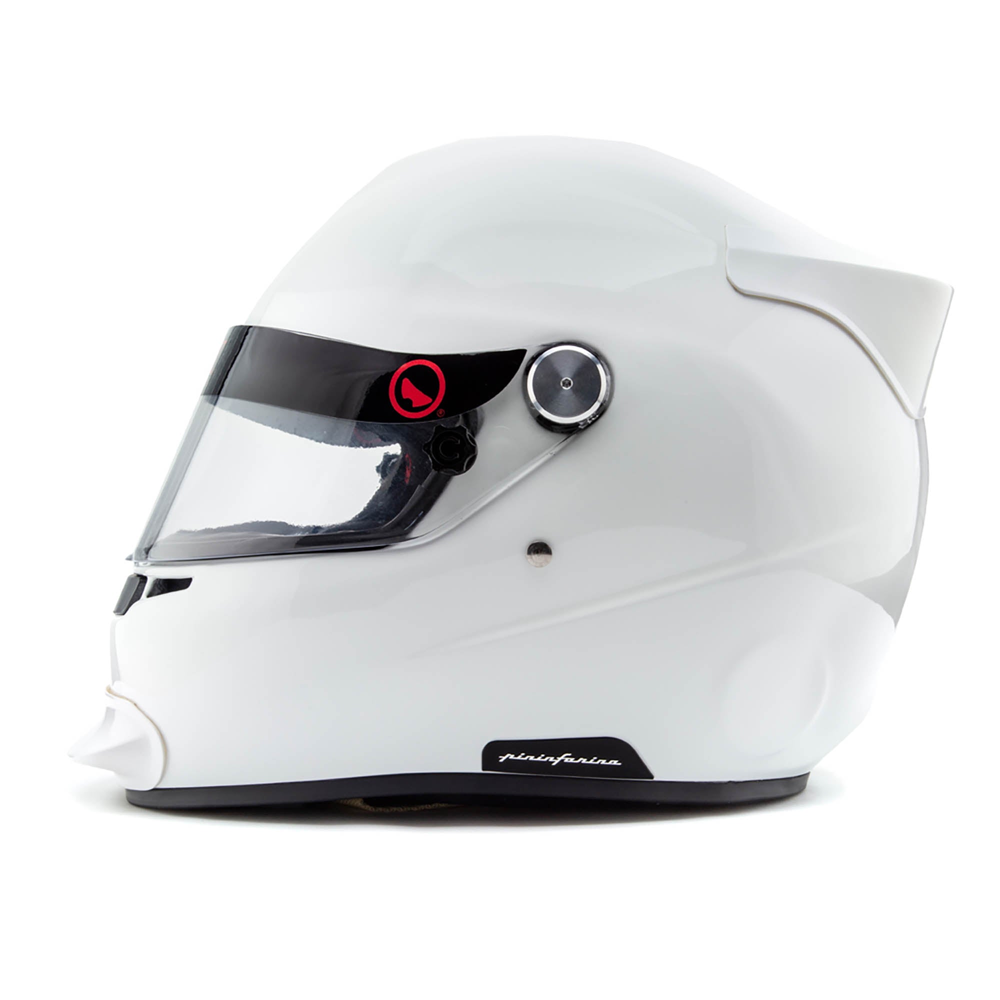 The side of the white Roux Pininfarina Karting Helmet.
