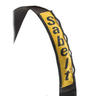 The strap of the black Sabelt Enduro Silver 2" Racing Harness shown close up.