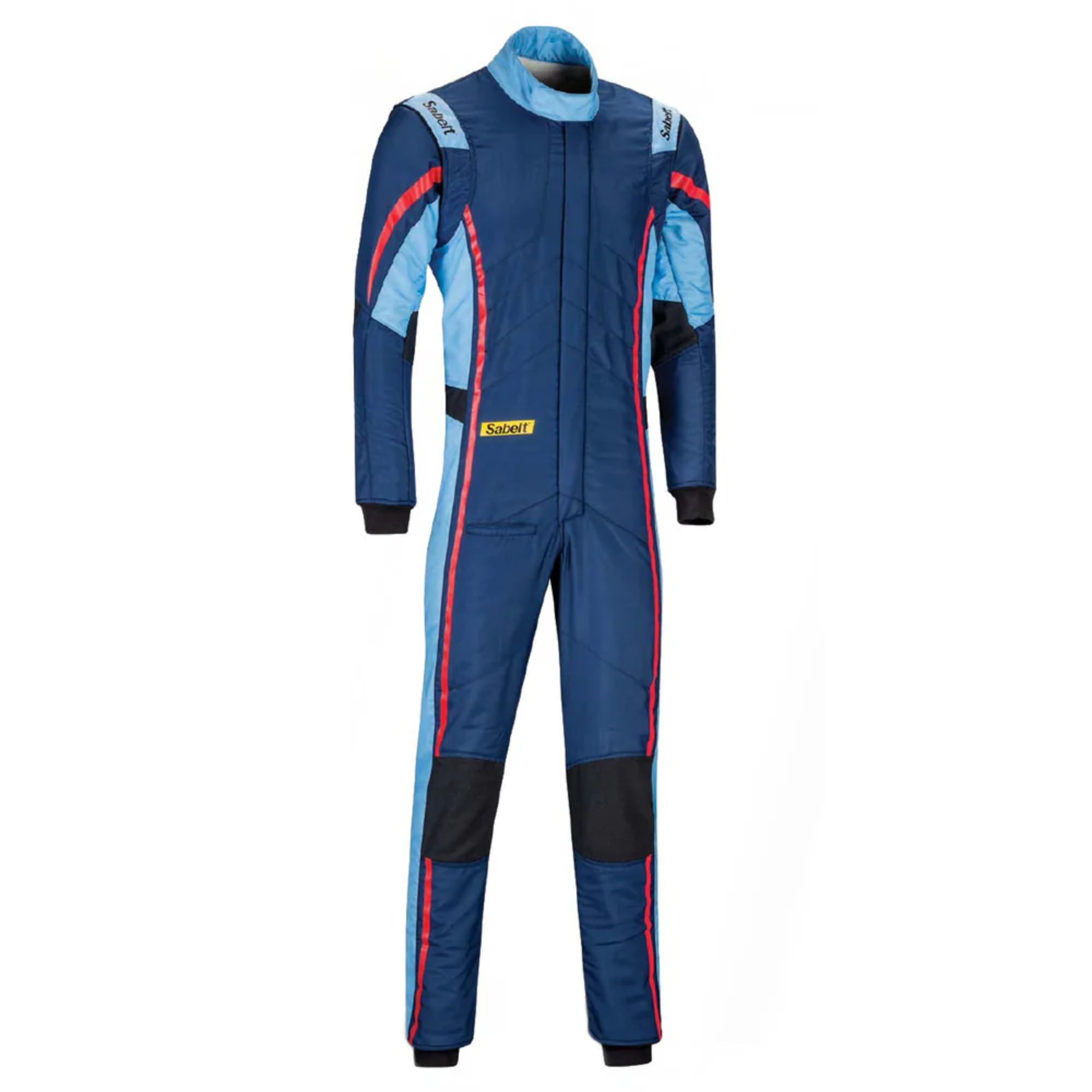 The front of the blue and cyan Sabelt Hero Superlight TS-10 Racing Suit from Sabelt.