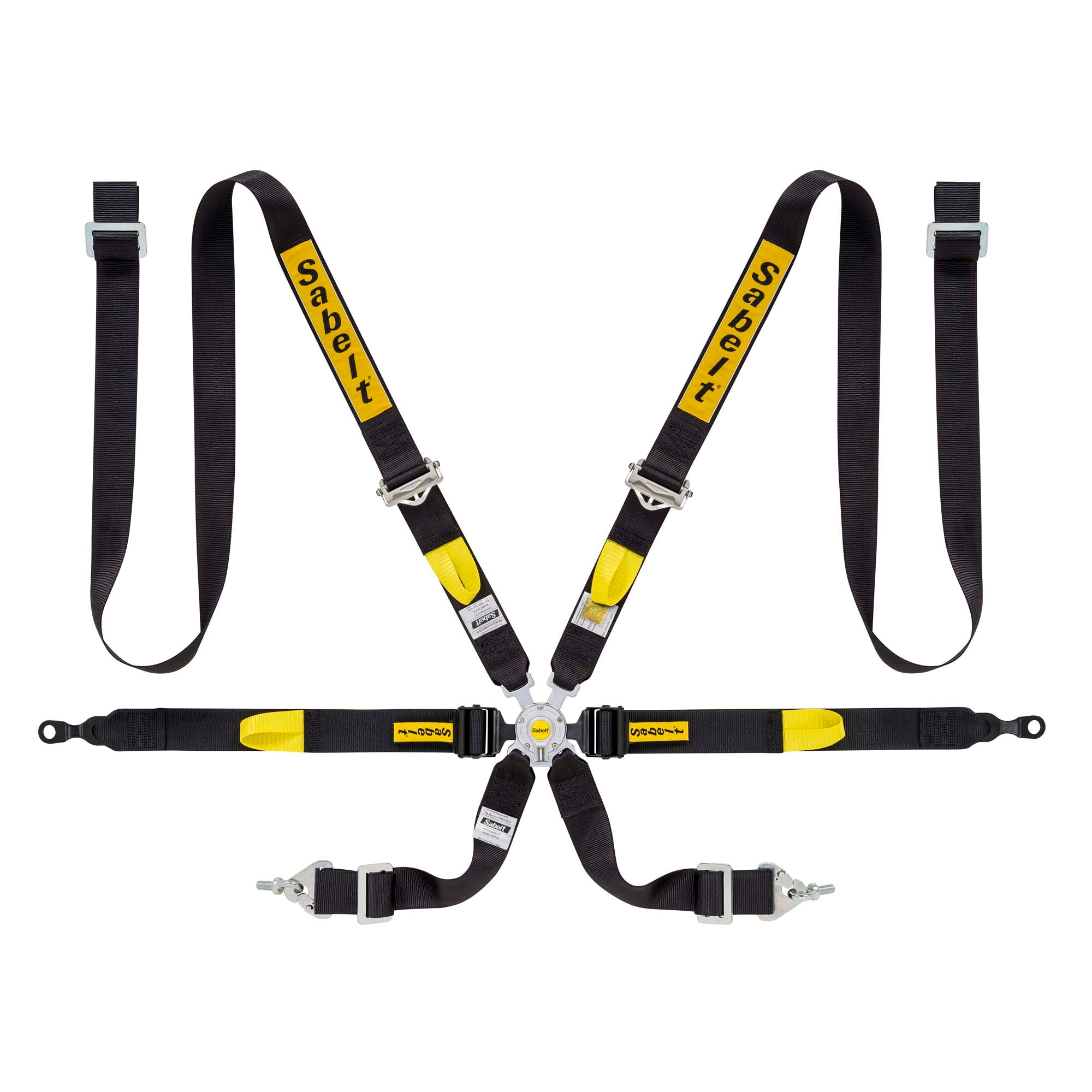 The black and yellow Sabelt Silver Porsche GT3/GT2 FIA Racing Harness.