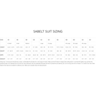 The Sabelt suit sizing size guide. all-groups