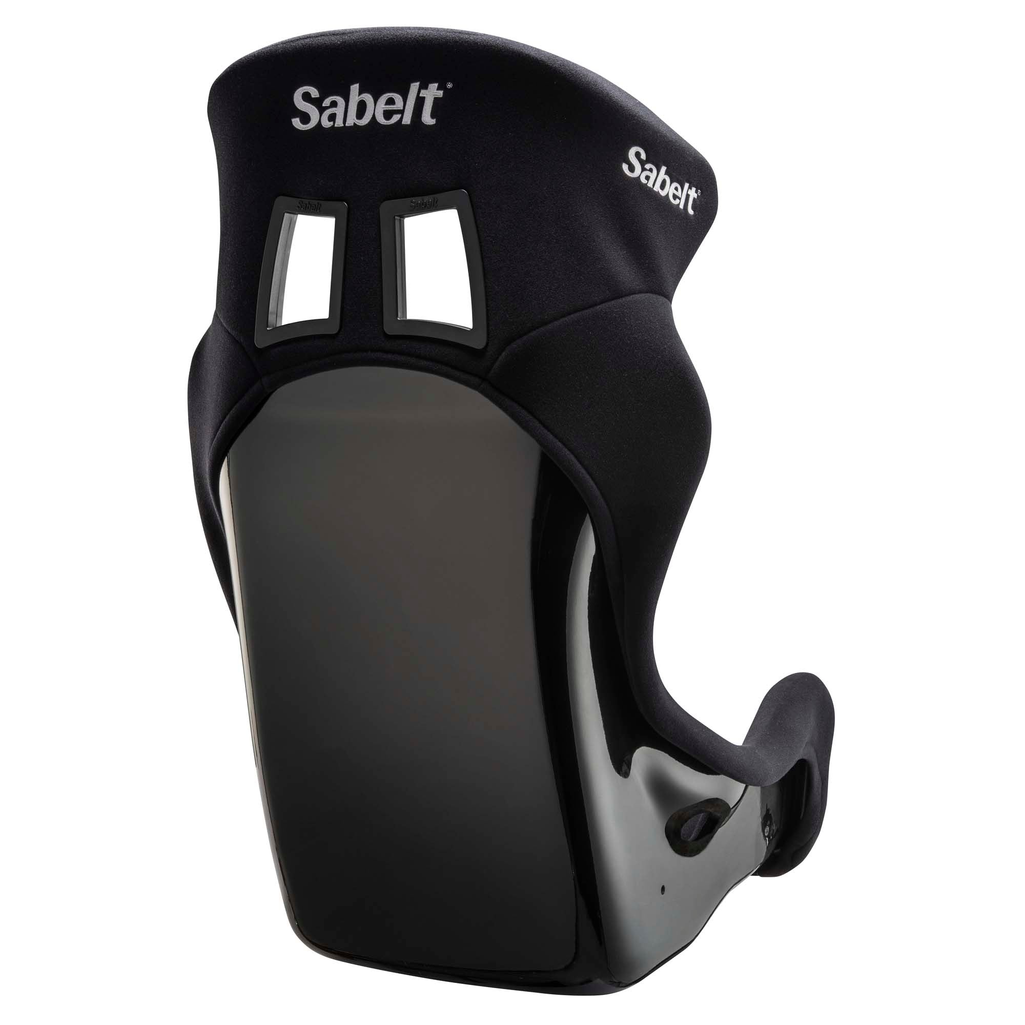 The back of the black Sabelt Taurus Max Fiberglass Racing Seat.