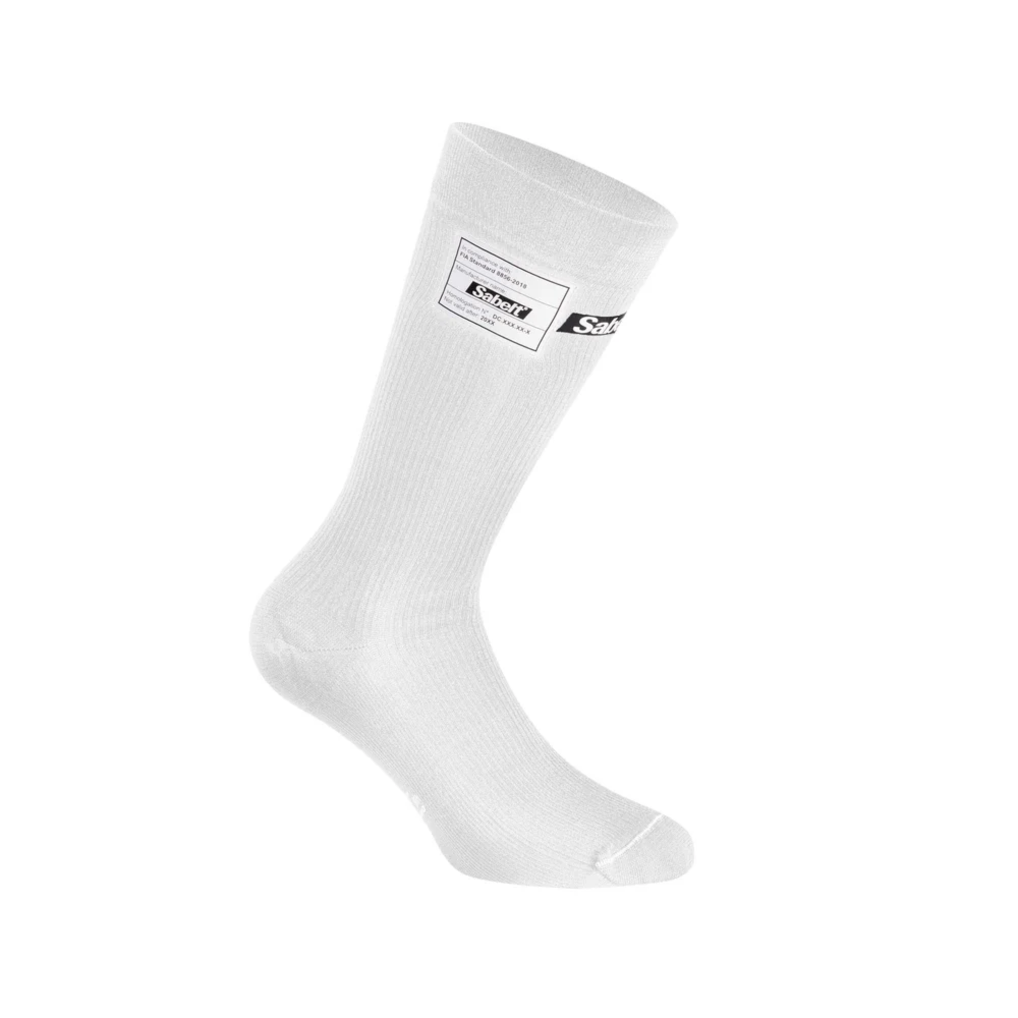 The white Sabelt UI-600 Fire Resistant Racing Socks - FIA 8856-2018.