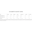 The sizing chart size guide for Schuberth helmets. all-groups