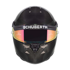 The front of the black carbon fiber Schuberth SP1 Carbon Evo Racing Helmet - SA2025 / FIA8859.