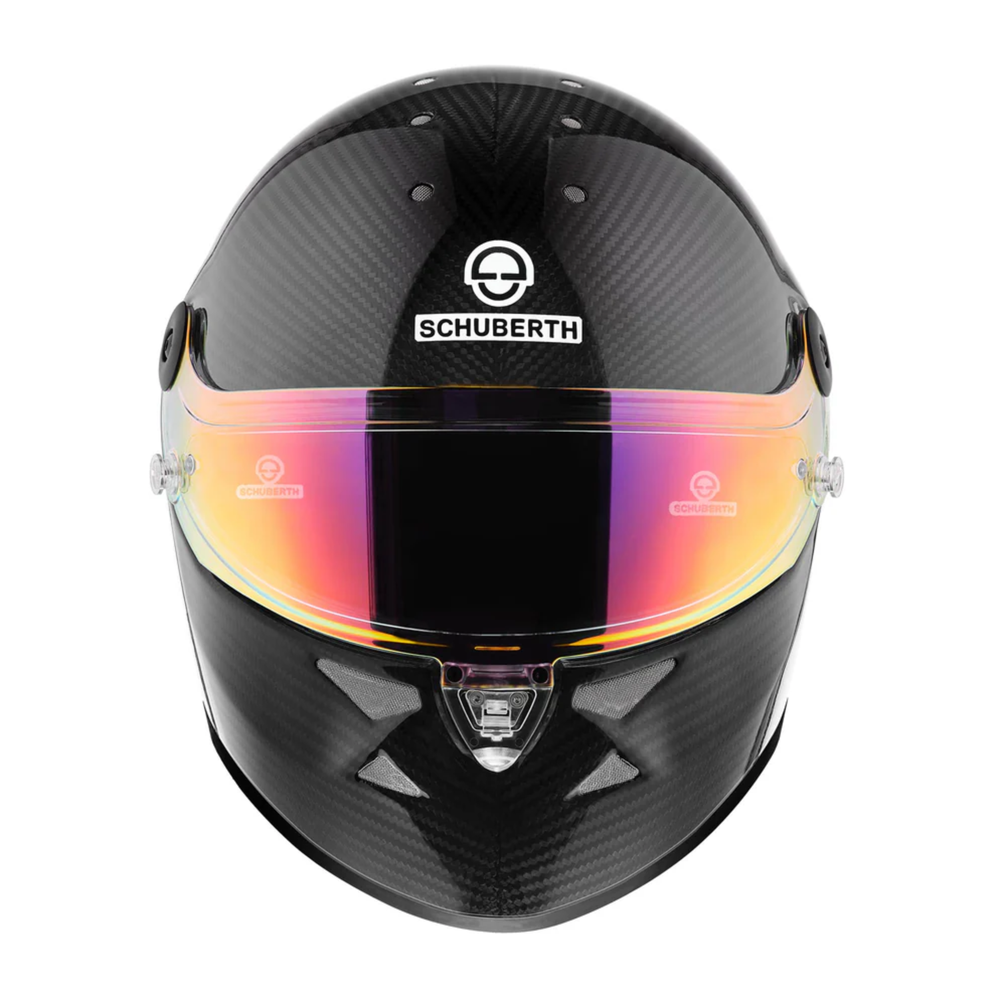 The front of the black Schuberth SP1 Carbon Racing Helmet - SA2020 / FIA8859 from Schuberth.